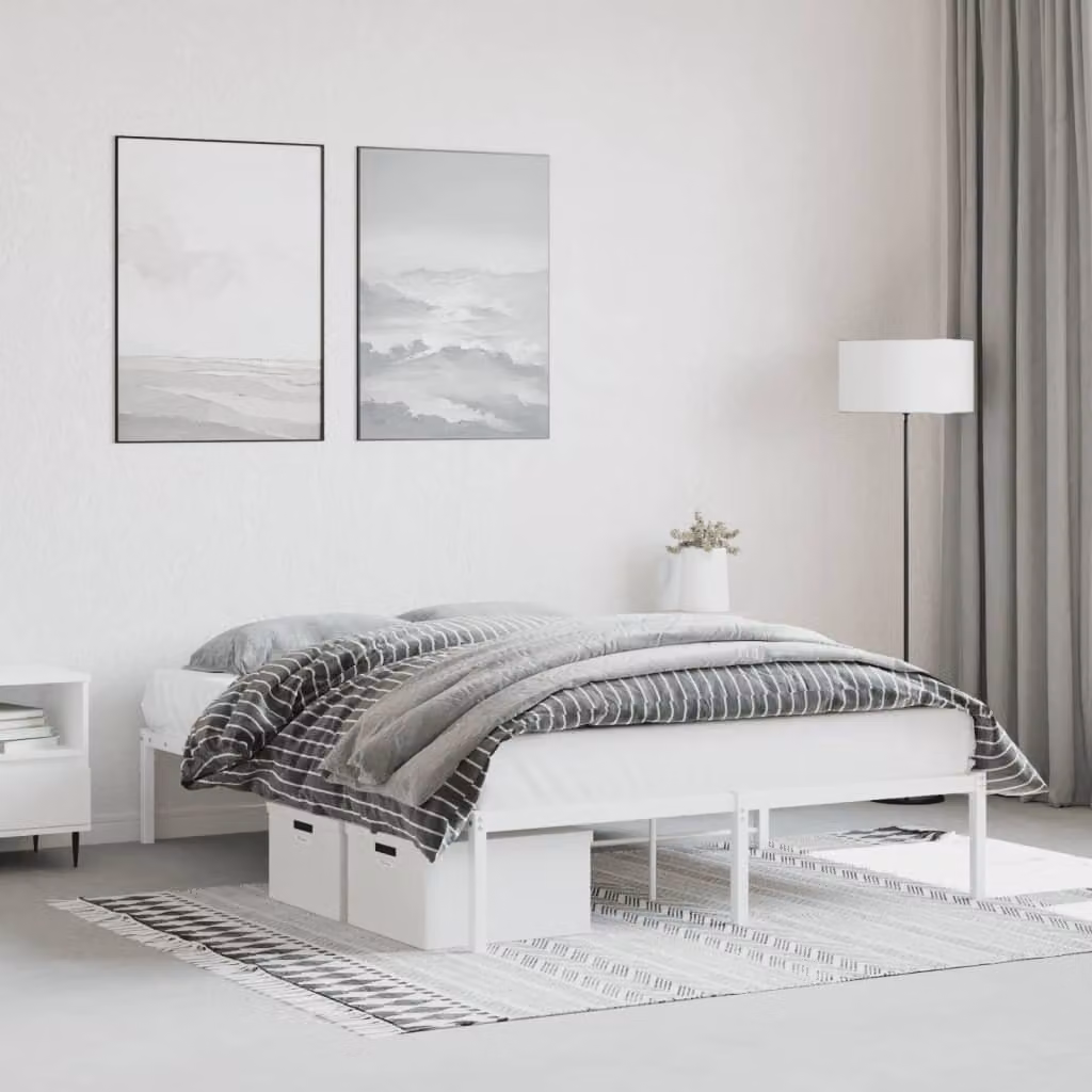 vidaXL Giroletto in Metallo Bianco L: 140 cm, P: 200 cm
