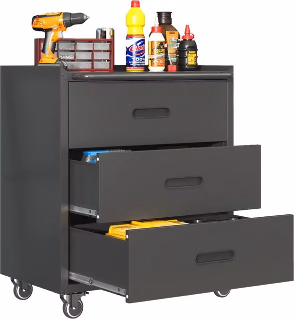 Cassettiera per attrezzi in metallo Minimal nera e grigia L: 75 cm, P: 42 cm, H: 88 cm