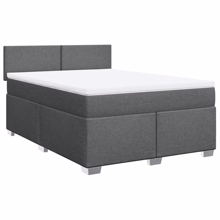 Giroletto a Molle con Materasso Grigio Scuro 140x200cm Tessuto