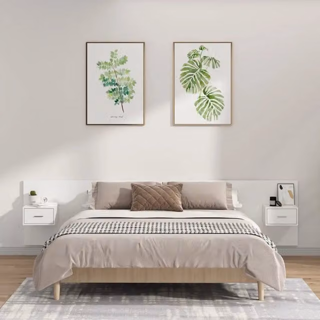 Testiera per letto con comodini integrati vidaXL in legno bianco L: 240 cm, P: 80 cm, H: 80 cm – 1