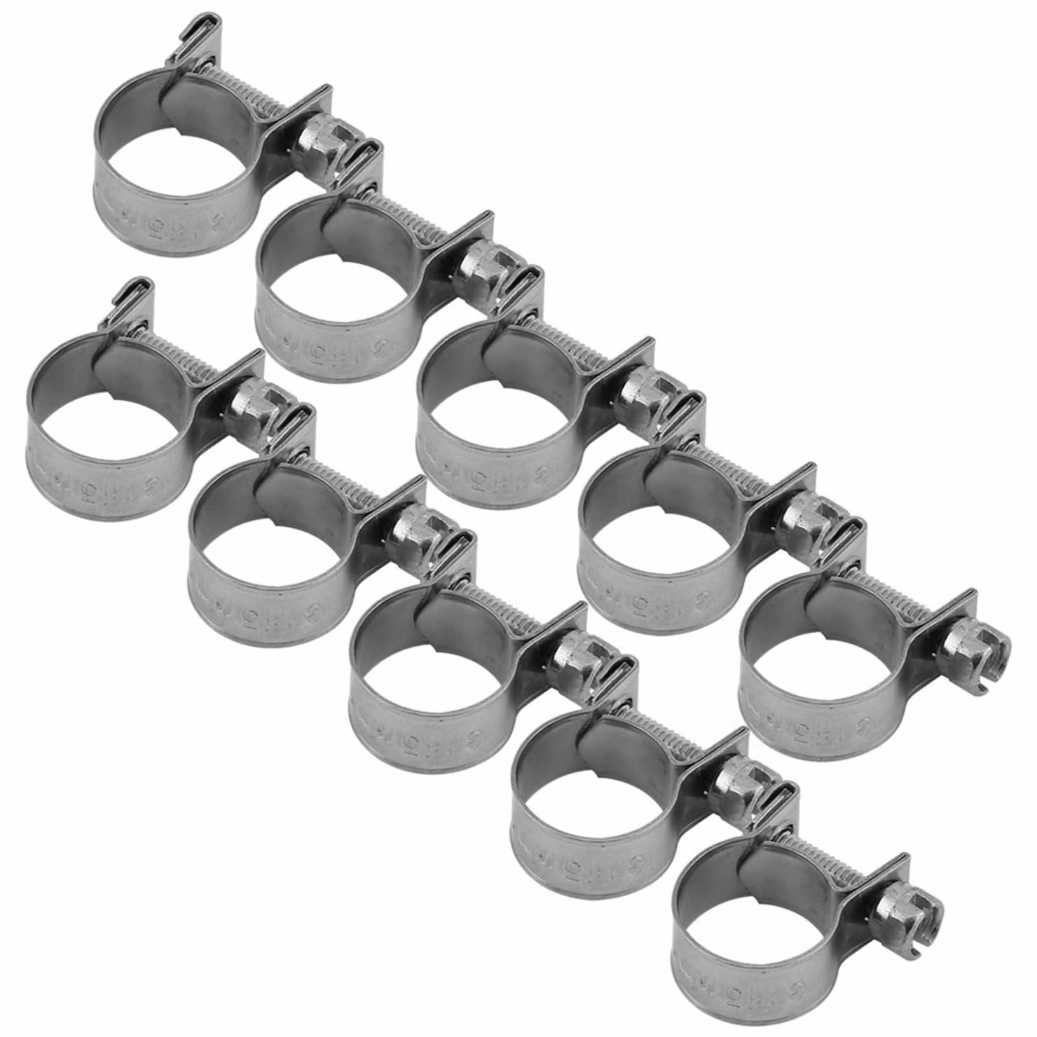 Set di 10 fascette per tubi, in acciaio inossidabile, da 6 a 20 mm, con dimensioni selezionabili