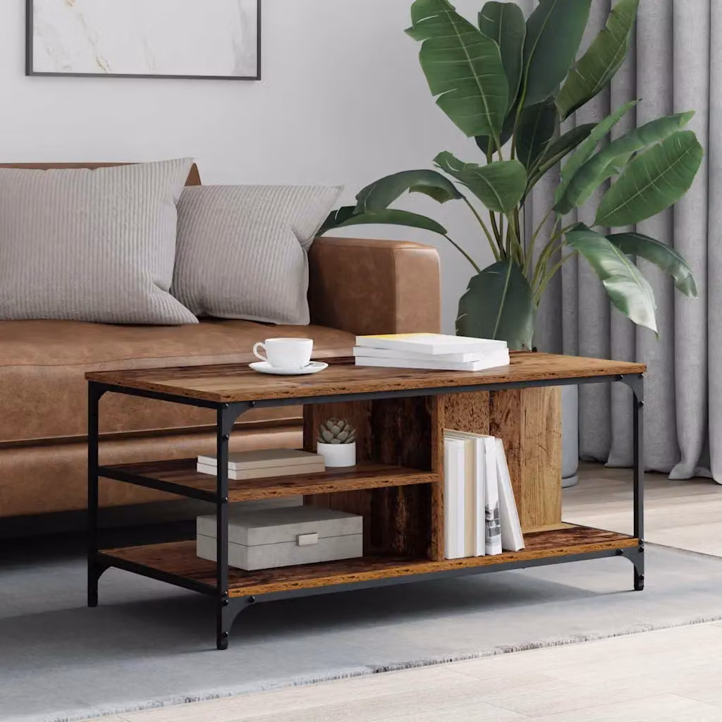 vidaXL Tavolino da salotto in stile industriale marrone L: 100 cm, P: 50 cm, H: 45 cm