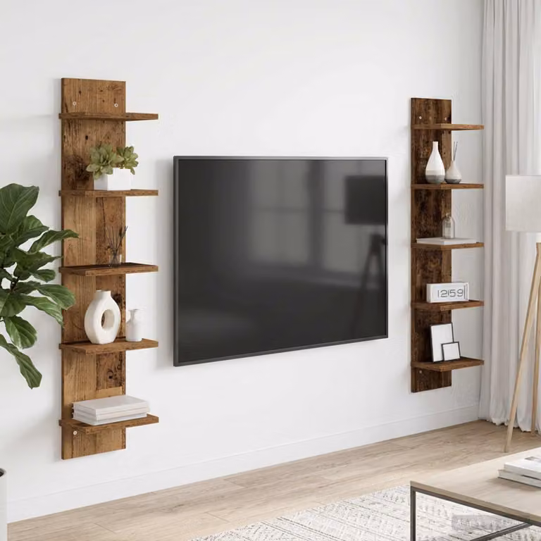 Set di 2 scaffali da parete vidaXL in legno color marrone, stile moderno, L/P/H: 22 x 15 x 100 cm