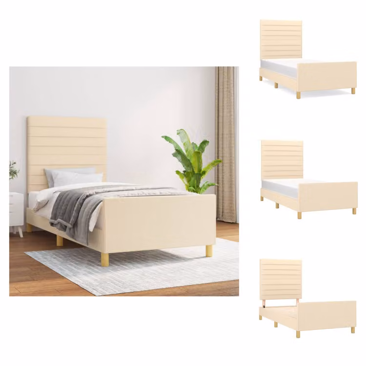 vidaXL Struttura letto con testiera in tessuto panna 90x200 cm - Letti e strutture letto