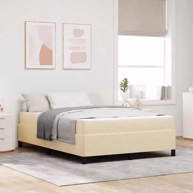 Letto a molle moderno vidaXL in tessuto beige L 160 x P 200 cm