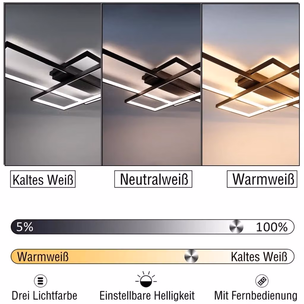 Lampada da soffitto LED sospesa ZMH in metallo, design geometrico rettangolare e minimalista, dimmabile, colore bianco, L: 100 cm – 2