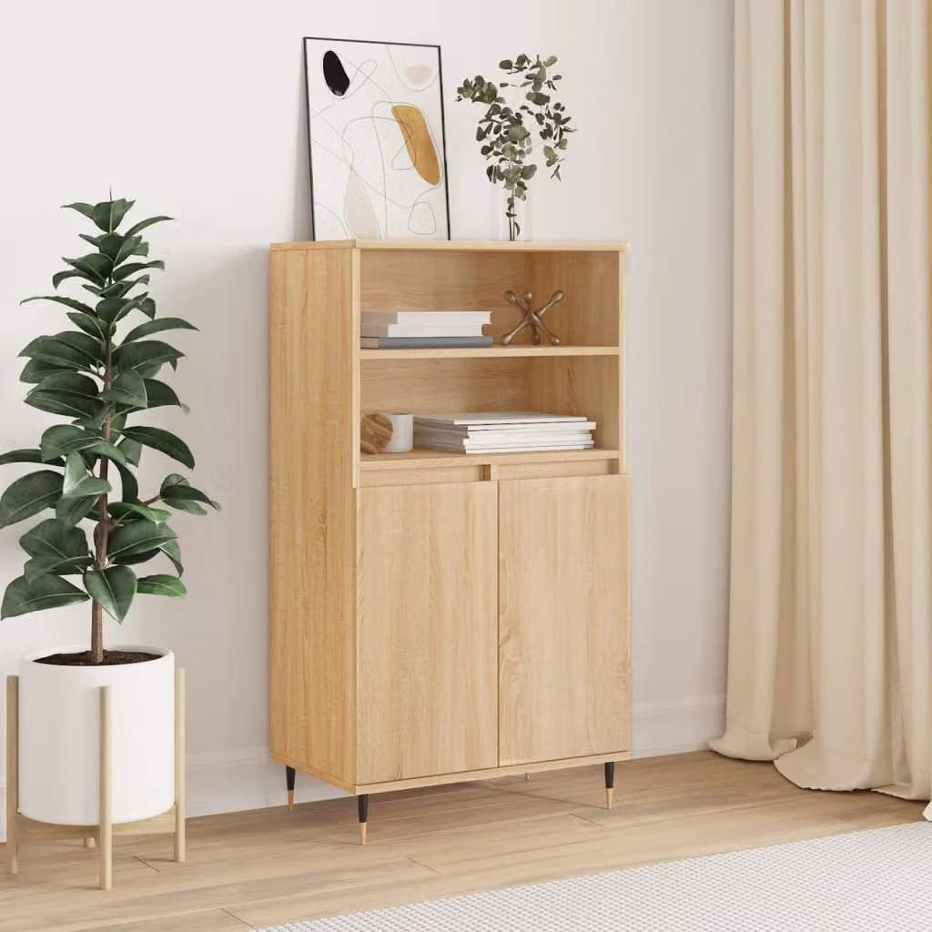 Credenza in stile industriale vidaXL in legno multistrato e metallo, colore Rovere Sonoma, L: 60 cm, P: 36 cm, H: 110 cm