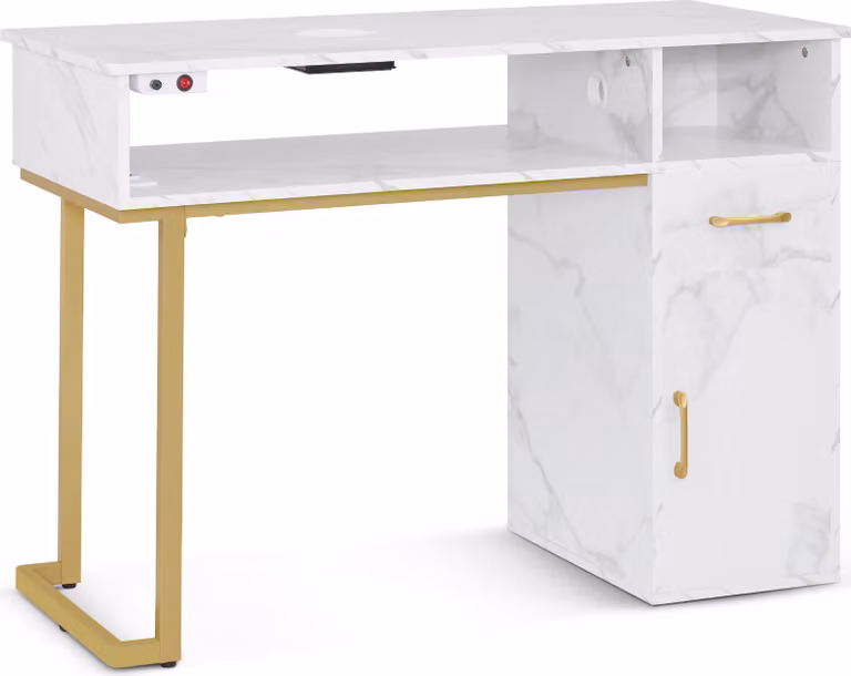 Tavolo da manicure con aspirazione, bianco marmo, 2491