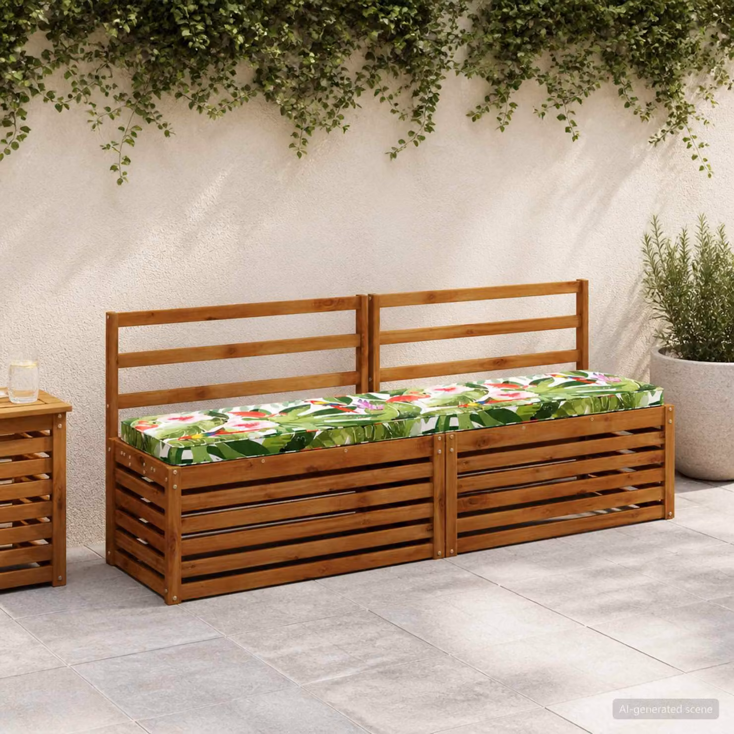 Cuscino per Panchina vidaXL Verde Multicolore in Poliestere con Rivestimento Rimovibile e Resistente ai Raggi UV