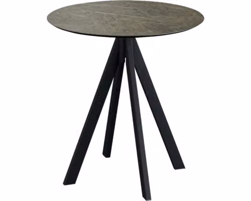 Infinity - Tavolo da patio, struttura nera + piano in HPL effetto marmo Midnight, Ø70 cm, 1 pezzo