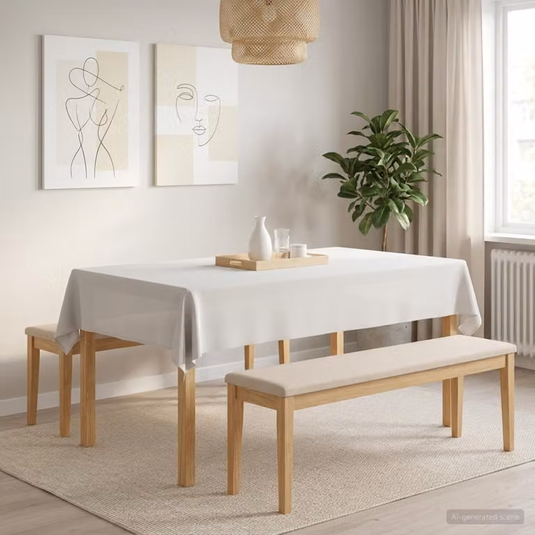 Tovaglia rettangolare moderna vidaXL bianca in poliestere idrorepellente e antimacchia L 140 cm x P 200 cm