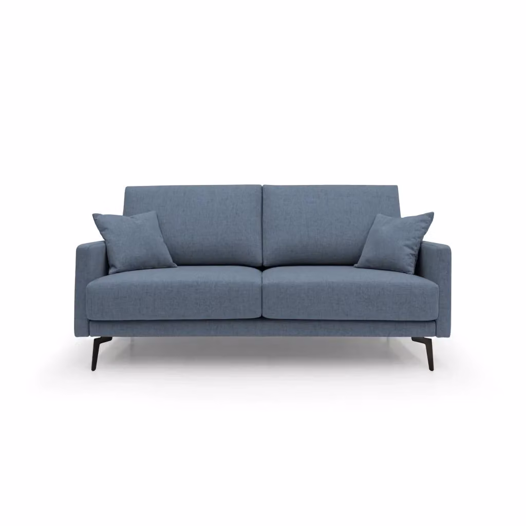 Divano moderno Saturno Divani.Store in tessuto blu con coperture rimovibili e cuscini inclusi L: 140 cm – 2