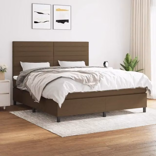 Letto Ibrido con Giroletto a Molle e Materasso vidaXL Marrone e Bianco L/P/H: 160 x 200 x 128 cm