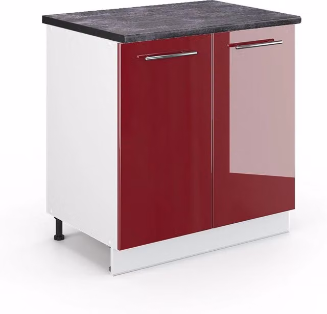 Mobiletto base cucina Fame-Line Bordeaux lucido/Bianco 80 cm piano di lavoro Antracite Vicco