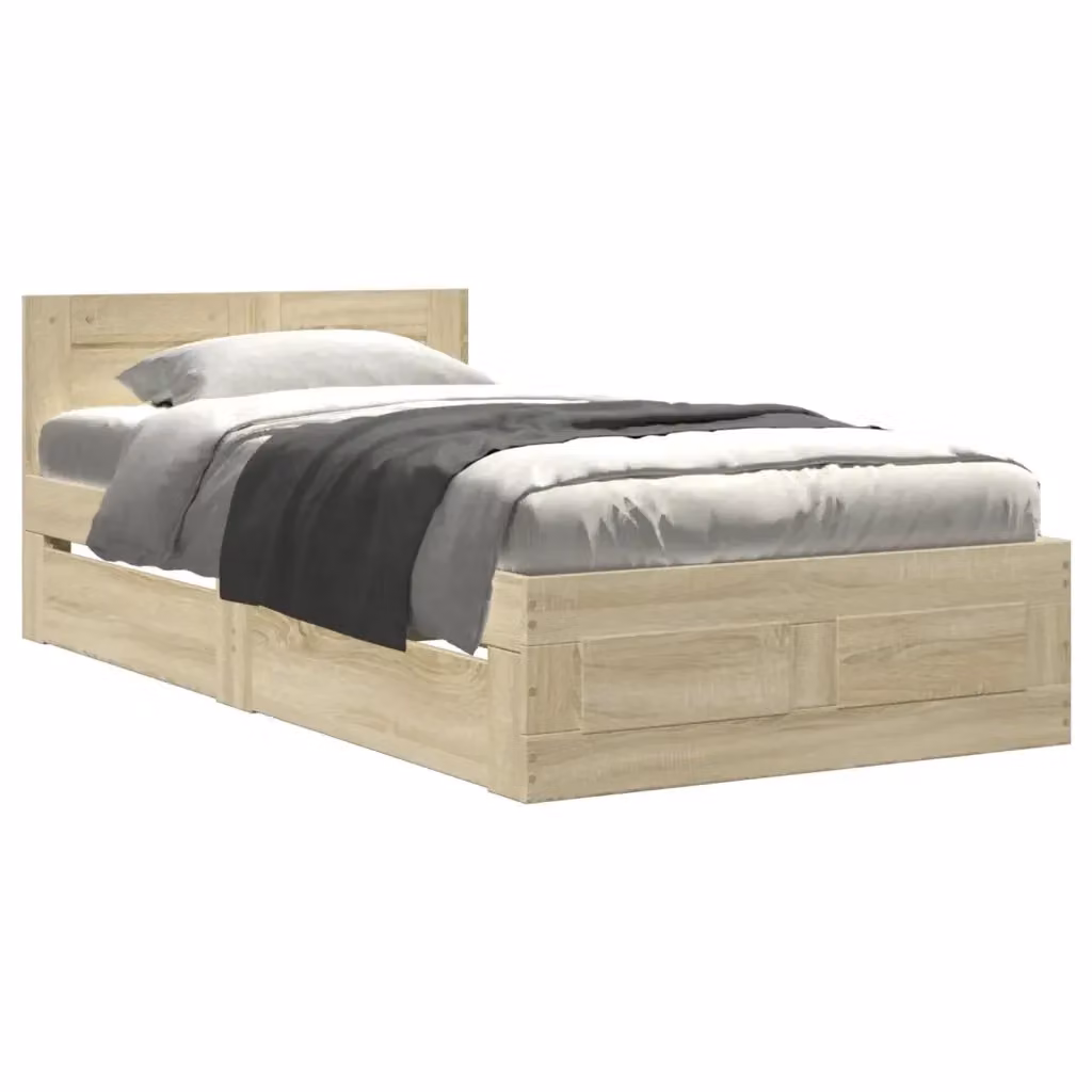 vidaXL Giroletto con Testiera in Legno Rovere Sonoma, L/P/H: 100 x 200 x 30 cm – 2