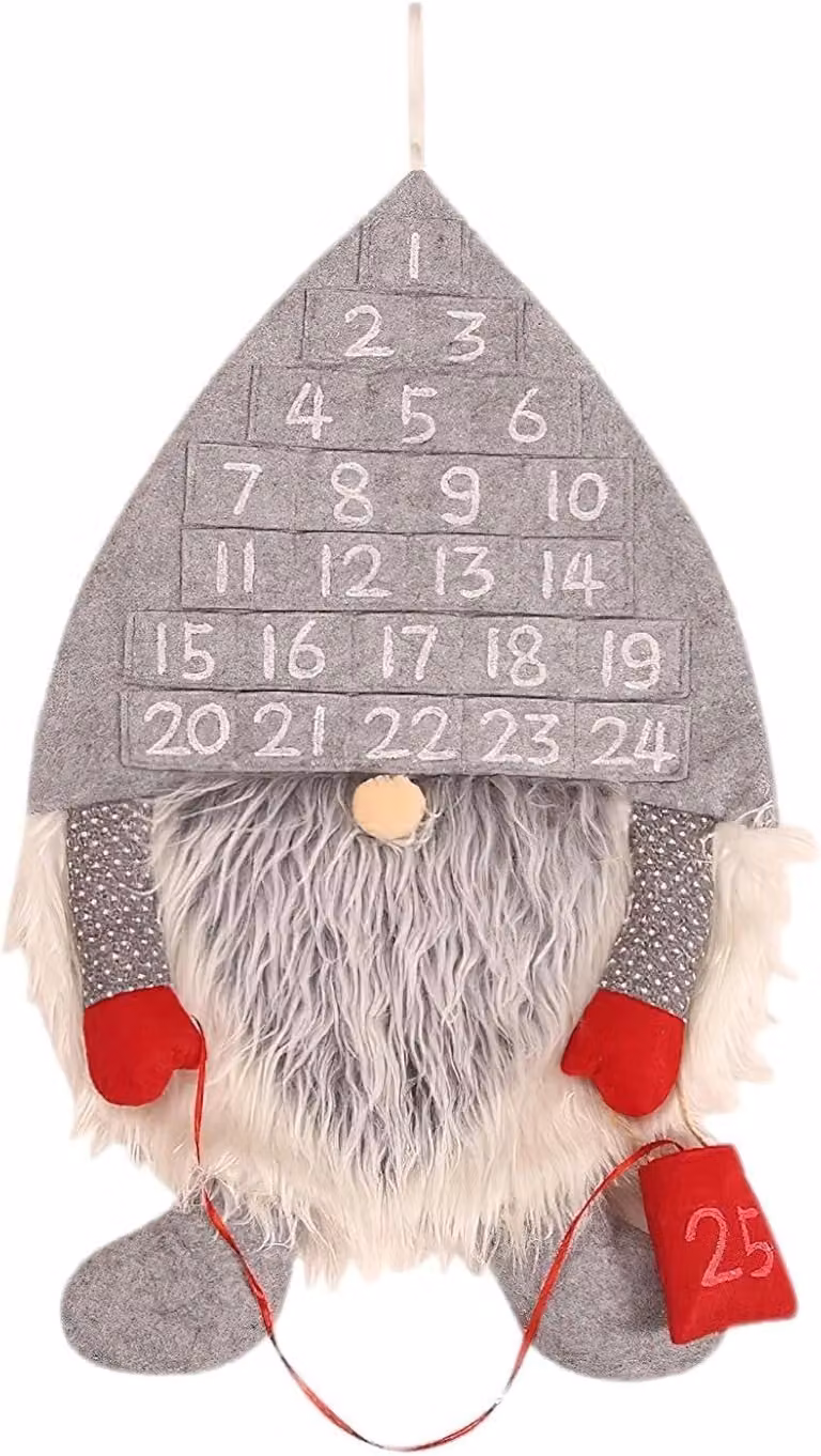Calendario dell'Avvento natalizio in feltro - Calendari dell'Avvento natalizi in tessuto riutilizzabili con 24 tasche