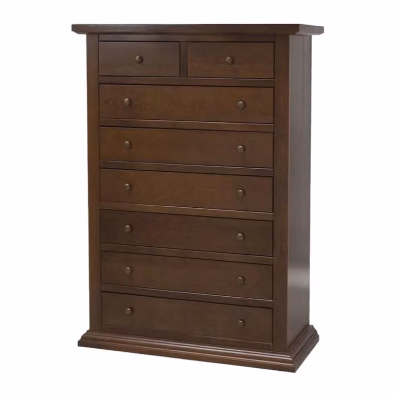 Cassettiera in legno con 8 cassetti Mobili 2G stile arte povera tinta noce L: 87 cm, P: 40 cm, H: 126 cm