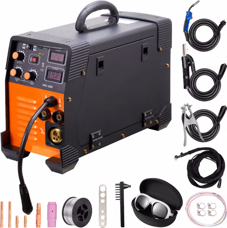 SucceBuy Saldatore MIG 250 Amp 3 in 1 Saldatrice 220V TIG MMA Stick IGBT DC Inverter Saldatore Display Digitale