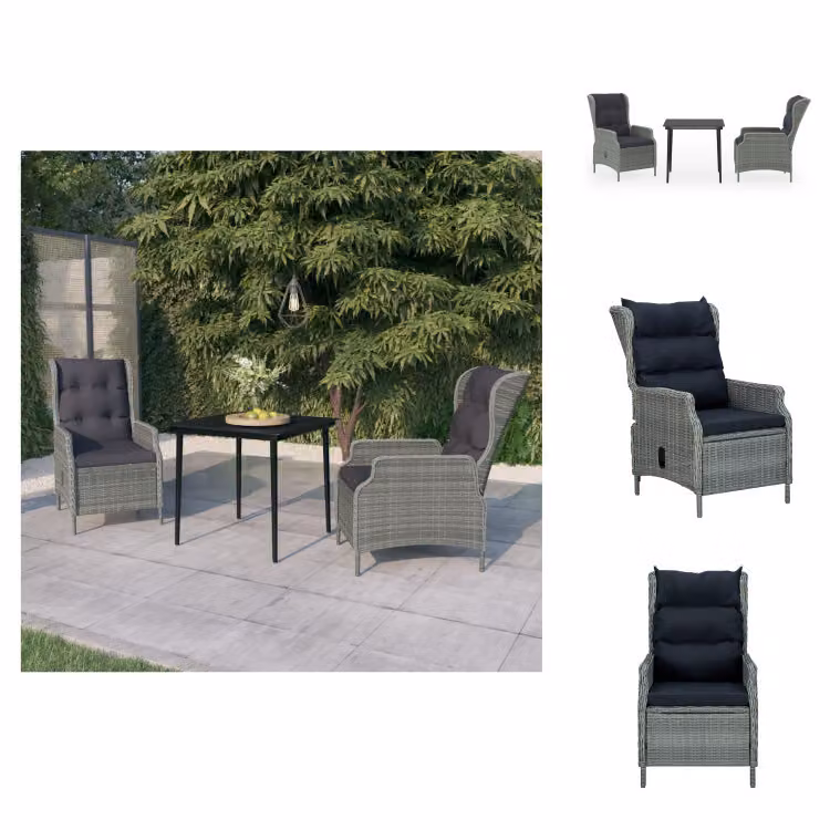 vidaXL Set da pranzo da giardino 3 pezzi grigio chiaro - Set di mobili da giardino