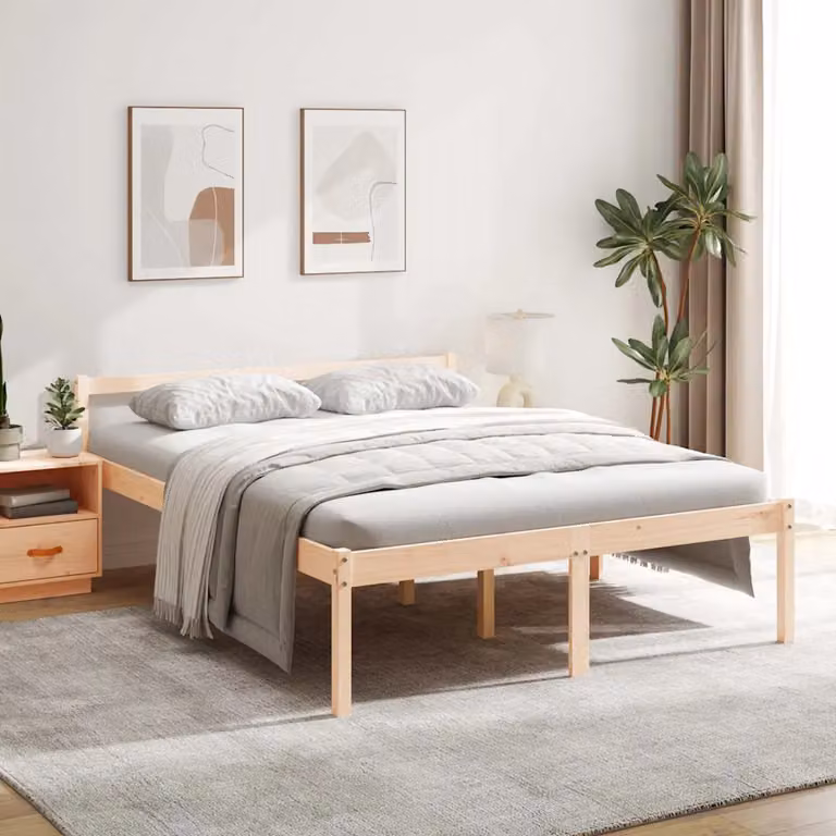 Letto per anziani vidaXL in legno massello di pino, L/P/H: 160 x 200 x 70,5 cm