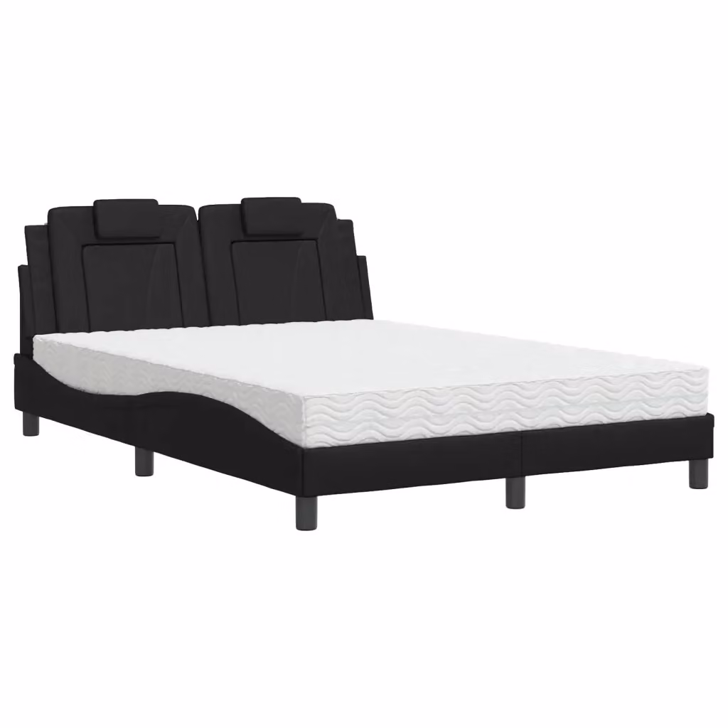 Letto Viana vidaXL con materasso in similpelle nero, L/P/H: 140 x 190 cm – 2