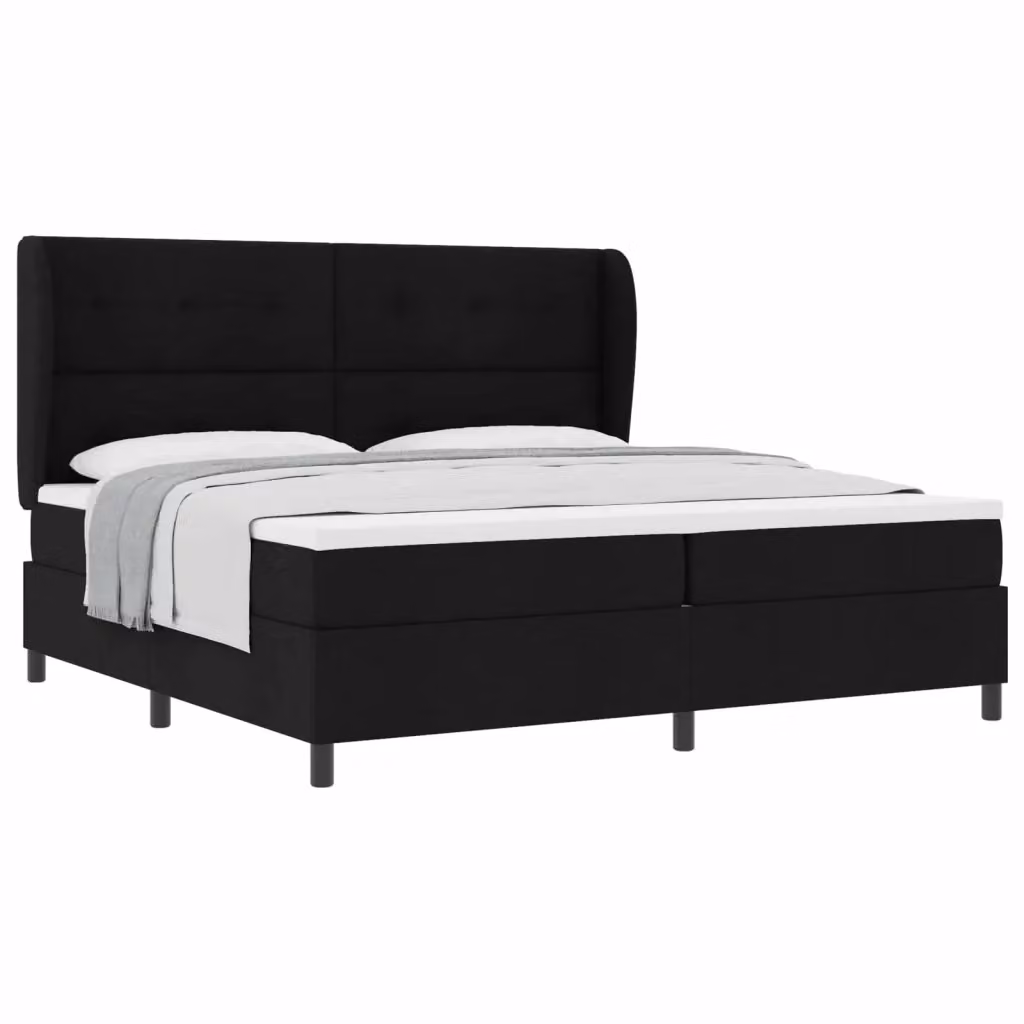Letto a molle moderno vidaXL con testiera in tessuto nero L/P/H: 200 x 200 x 128 cm – 2