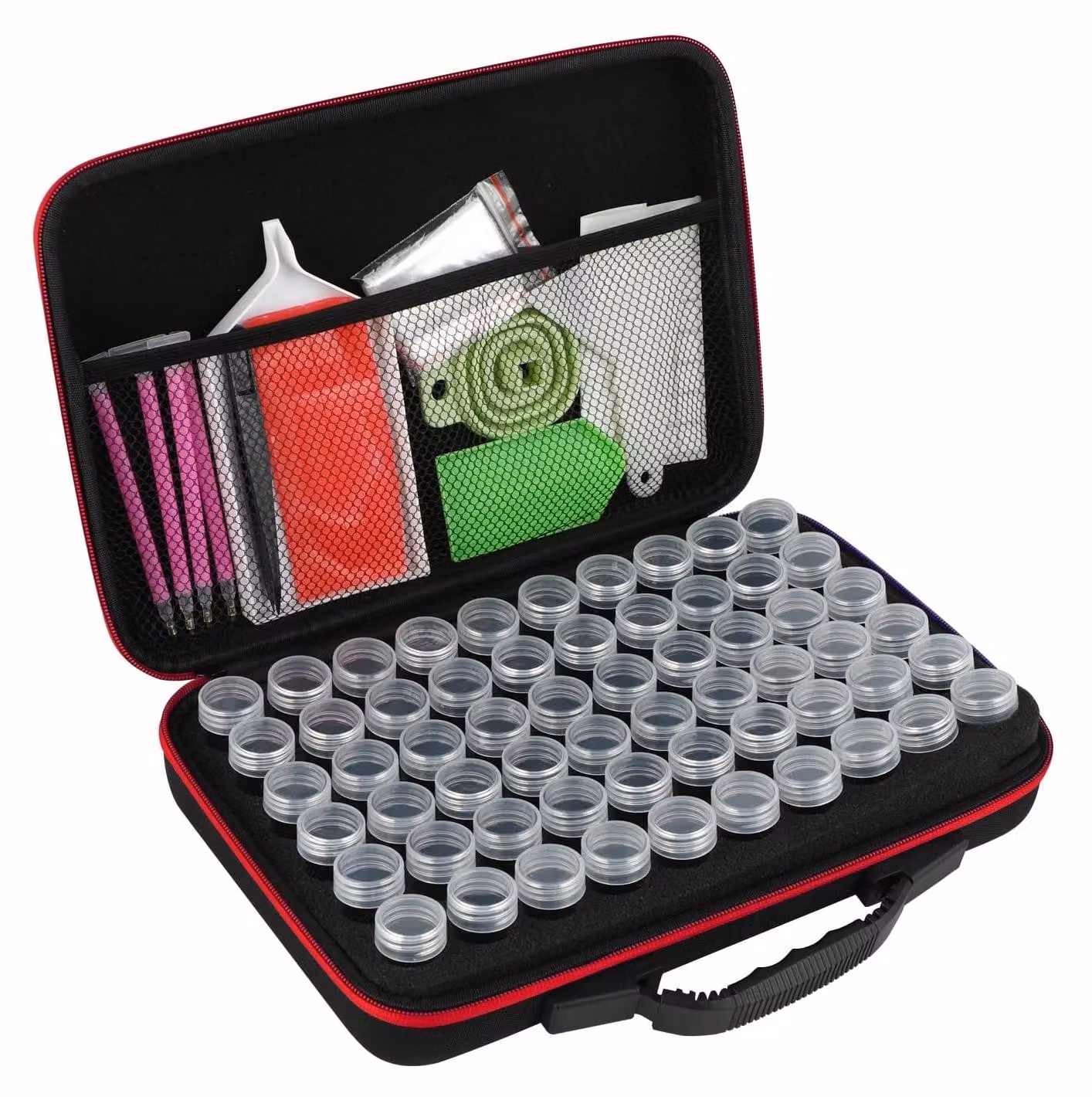 Omgoods - Contenitore portatile con 60 scomparti - Accessori per il diamond painting - Organizzazione dei diamanti - Include utensili - Multiuso - Custodia portaoggetti