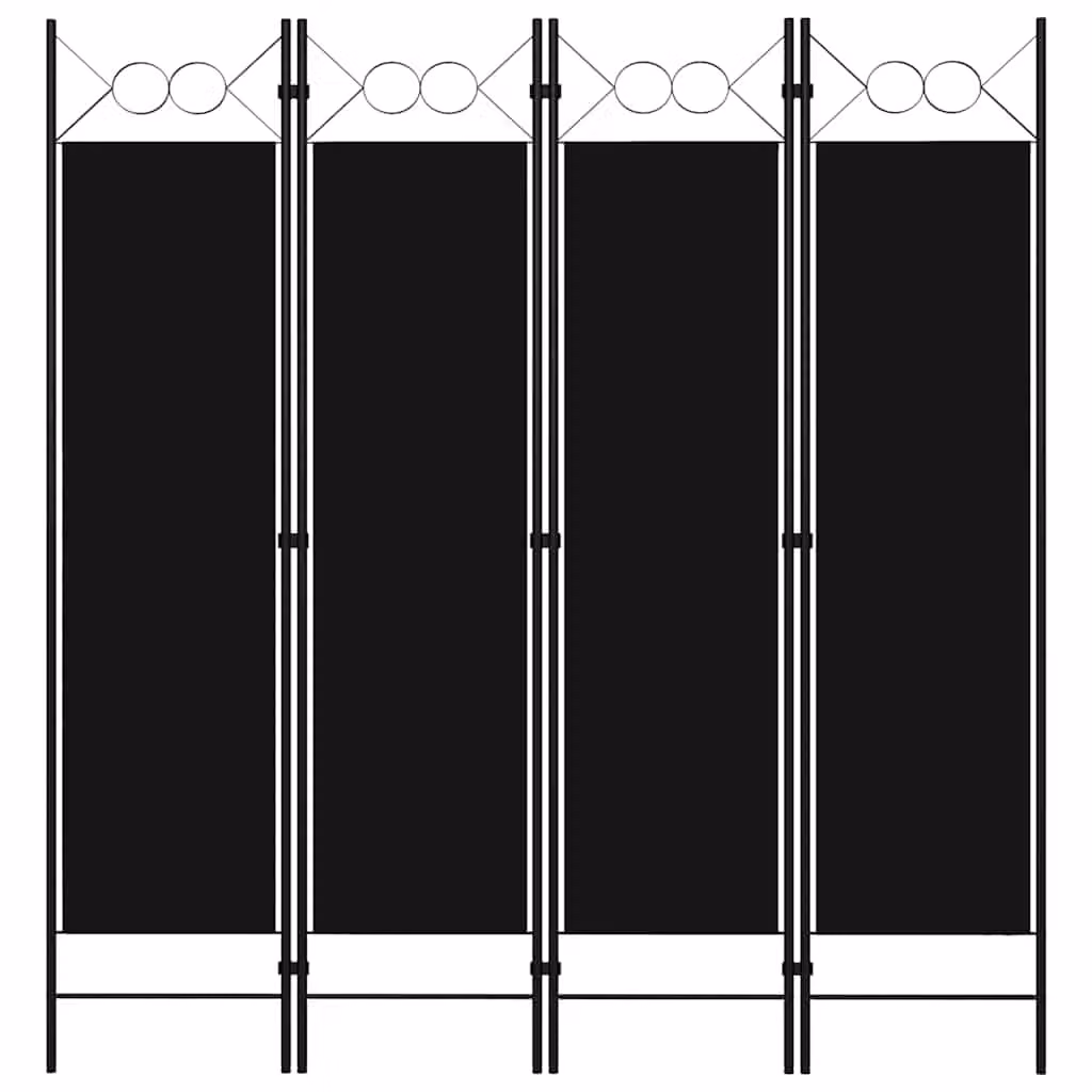 Paravento a 4 Pannelli vidaXL Nero con Design Geometrico Moderno L: 160 cm, H: 180 cm