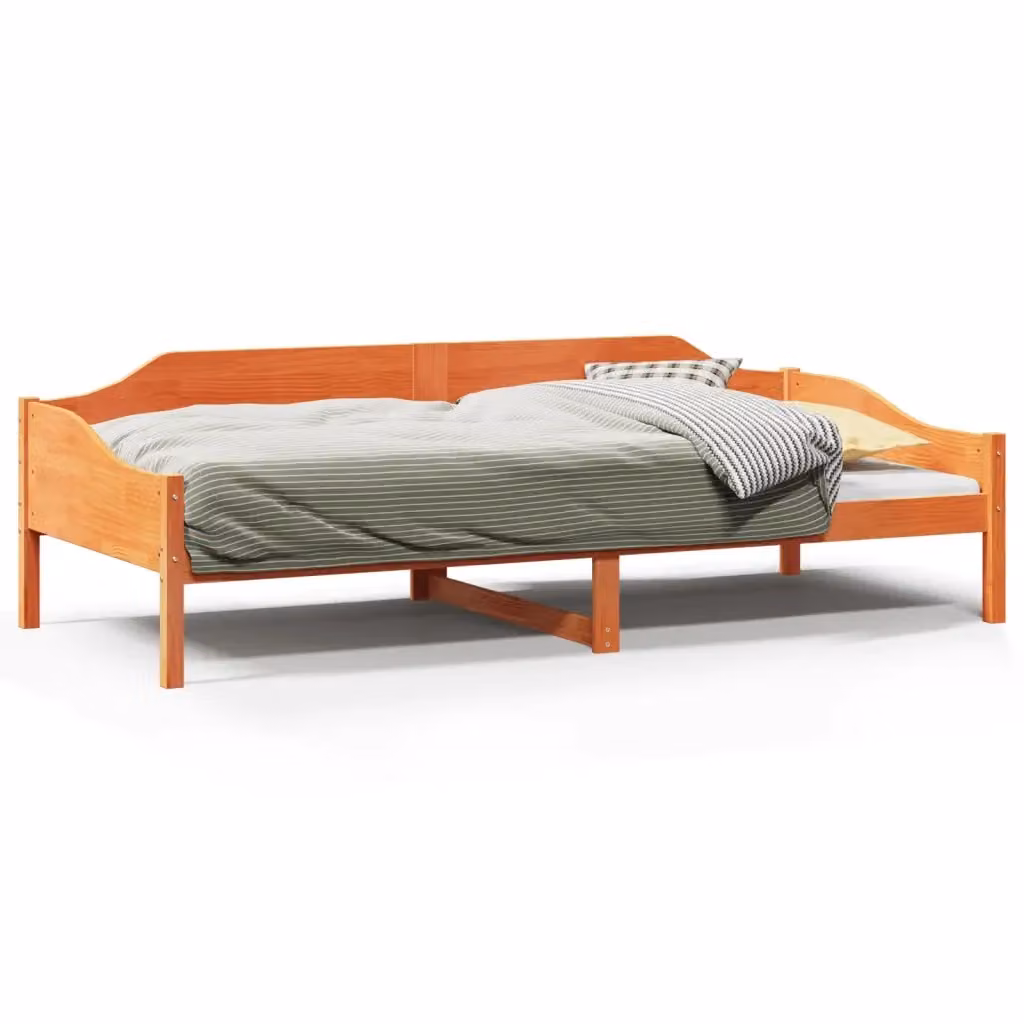 Letto moderno in legno di pino color marrone cera con doghe piatte vidaXL L 80 cm x P 200 cm – 2