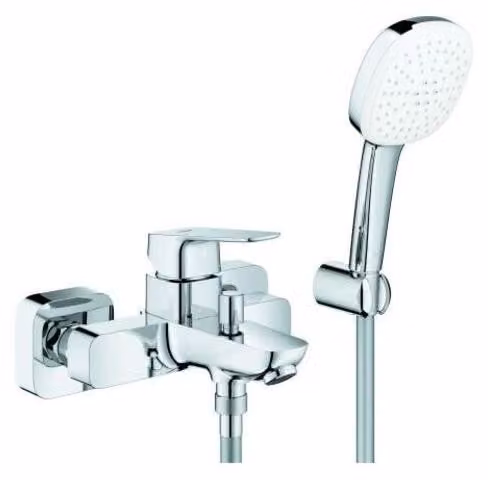 GROHE Cubeo Mitigeur monocommandé pour bain, saillie 167mm, montage apparent, ensemble de douche Tempesta 110 Cube douchette à main incluse, 1018140000, 1018140000
