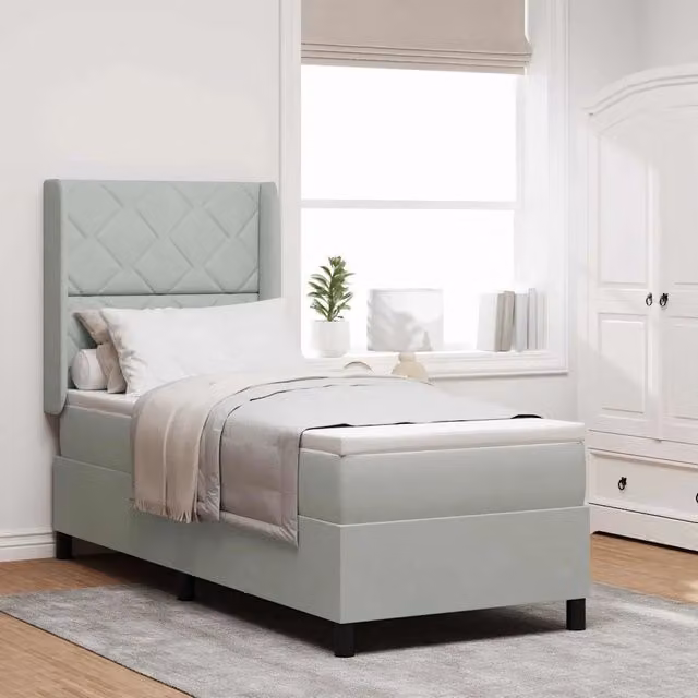 Letto a molle con strisce LED vidaXL in velluto grigio chiaro L 80 x P 200 cm