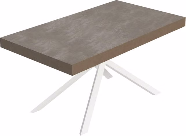 Tavolo Allungabile Niket Giordanoshop Colore Tortora con Gambe Bianche L: 160-420 cm, P: 90 cm