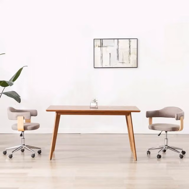 Sedia da Pranzo Girevole Grigio Talpa Legno Ricurvo e Tessuto 287420