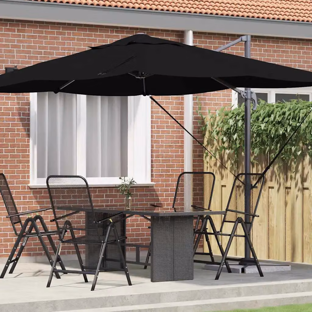 Ombrellone a braccio mobile vidaXL in poliestere e alluminio nero L: 351 cm, P: 250 cm, H: 260 cm