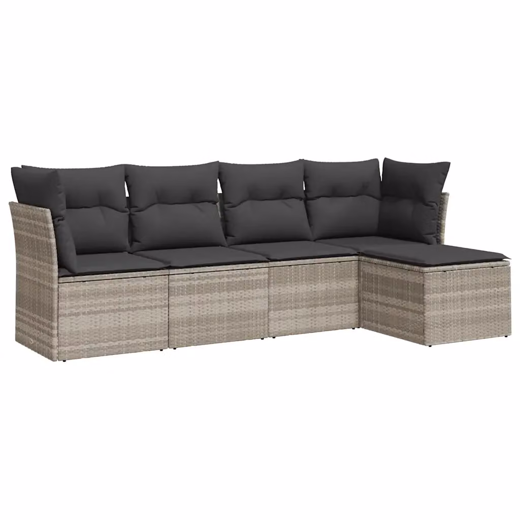 Set Divano da Giardino Moderno a L con Cuscini in Polyrattan Grigio Chiaro VIDAXL – 2