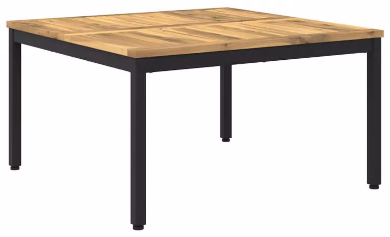 Tavolino da caffè bianco e nero, dimensioni 80 x 80,5 x 45 cm, in legno massello di acacia