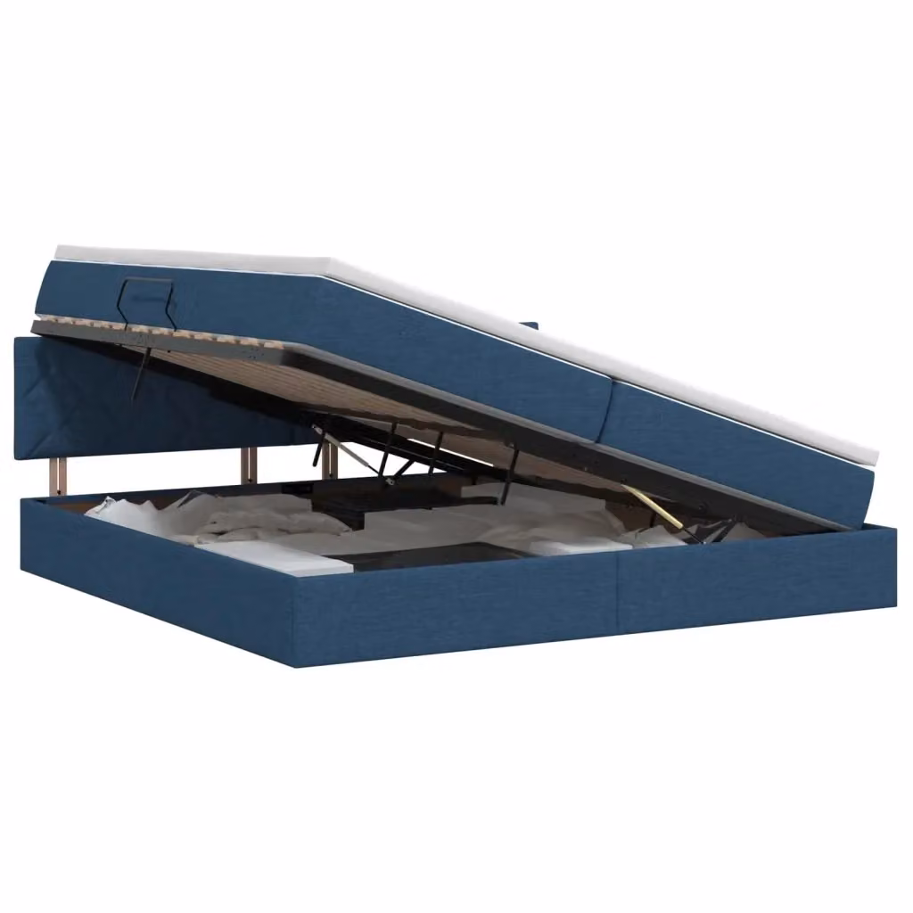 Letto con contenitore e materasso ibrido vidaXL in velluto blu, L/P/H: 200 x 200 x 88 cm – 2