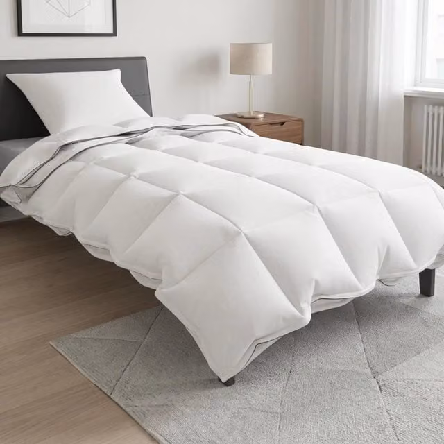 Set di piumoni e cuscini vidaXL bianchi in cotone, bambù e poliestere, L: 137 cm x P: 200 cm – 1
