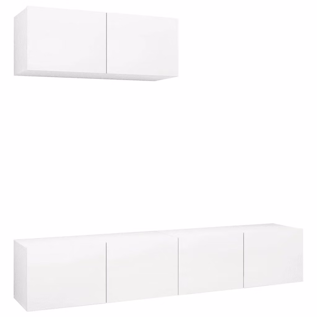 Set di 3 mobili TV vidaXL bianchi in legno multistrato con design minimalista da appendere alla parete – 2