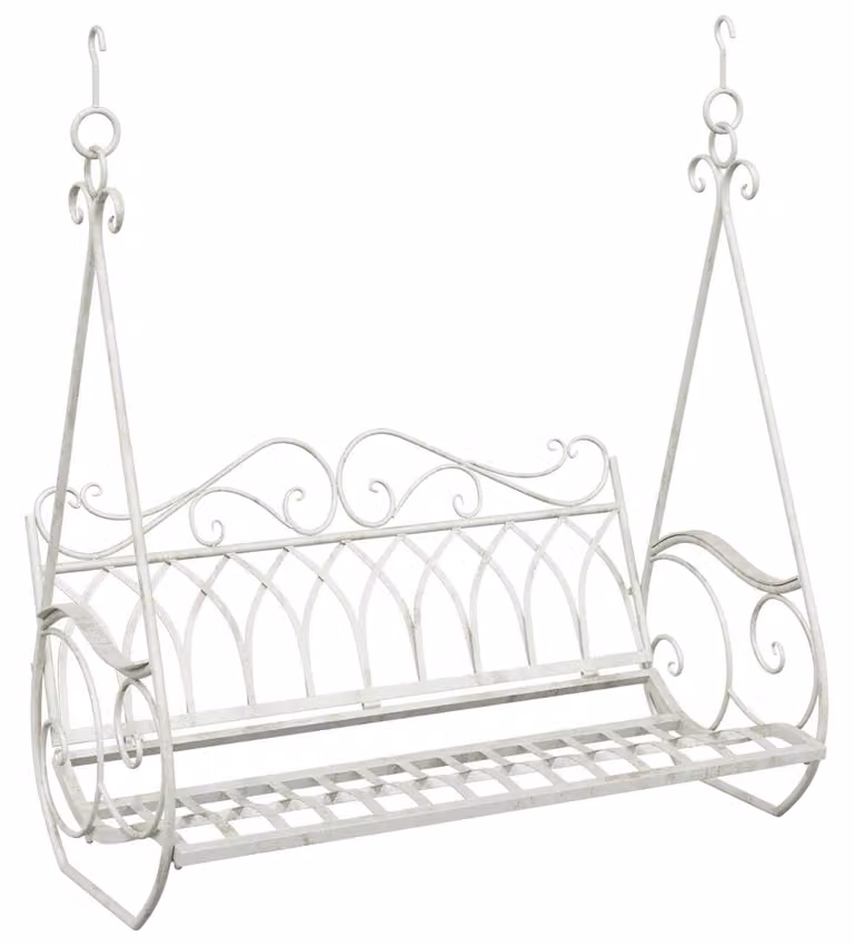 Panchina a Dondolo Acciaio 112 x 60 x 126,5 cm Bianco Antico
