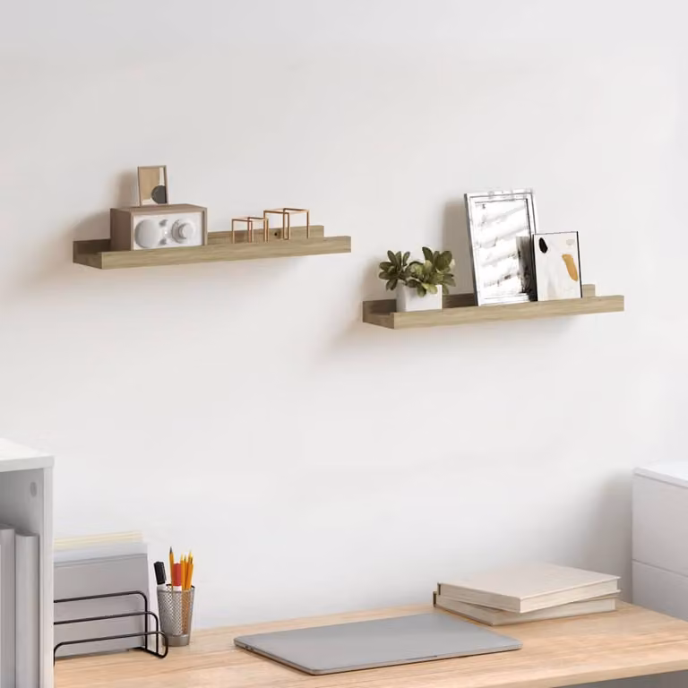 vidaXL Set di 2 mensole da parete in rovere Sonoma marrone L: 40 cm, P: 9 cm, H: 3 cm