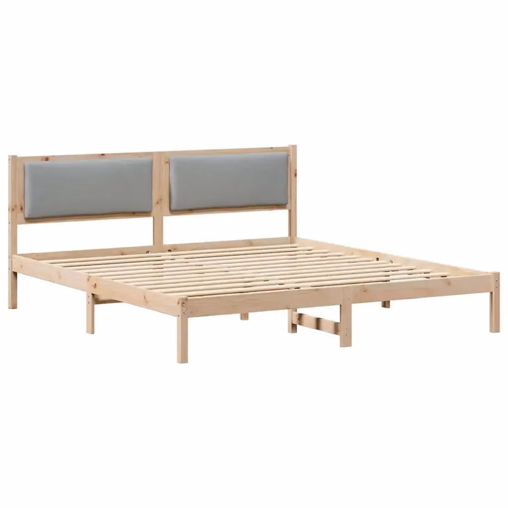 Struttura del letto vidaXL in pino massello grigio 200 x 200 cm – 2