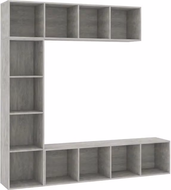 Set Mobili Libreria/Porta TV 3 pz | Armadietto TV | Mobile Porta TV Grigio Cemento 180x30x180 cm