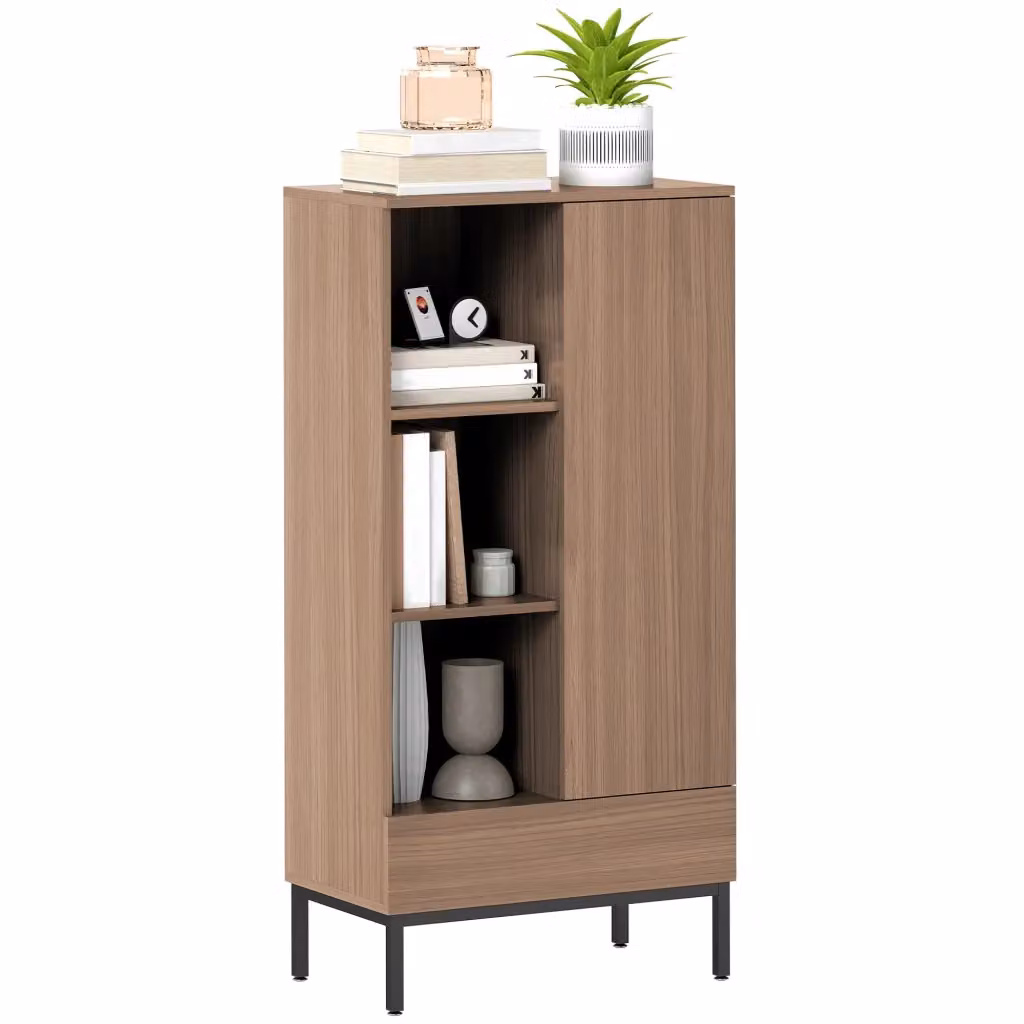Mobile Ingresso Xylo in Legno Naturale con Ante, Cassetto e Ripiani, L 60 cm x P 34 cm x H 121 cm – 2