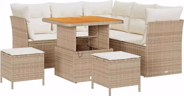 Set Divano da Giardino 8 pcs Beige polyrattan