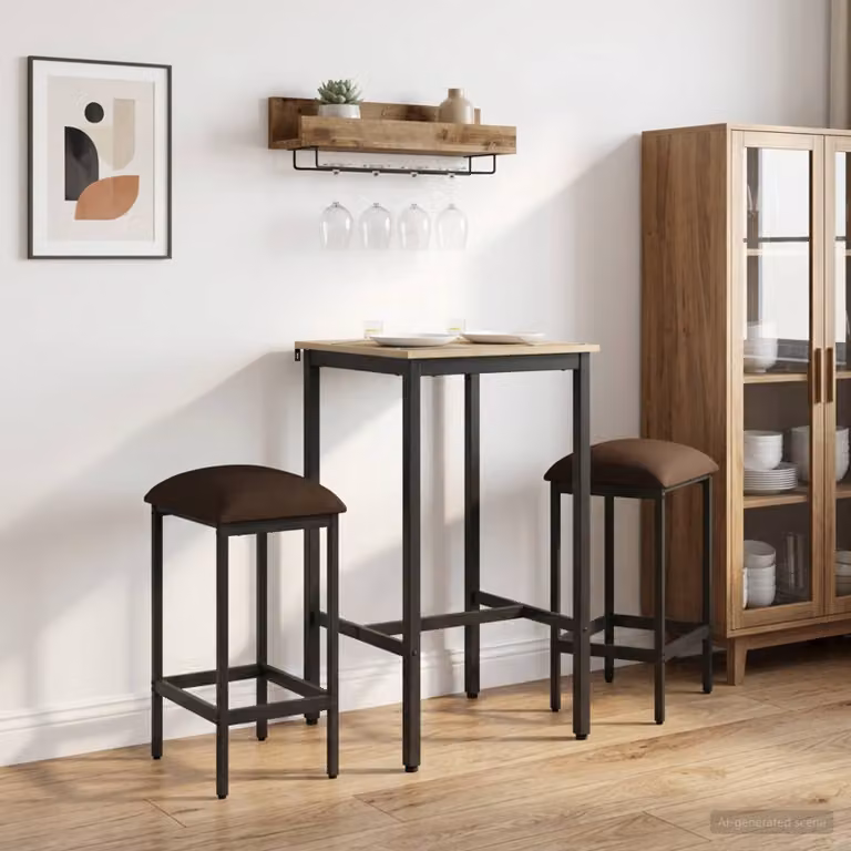 Set di 2 sgabelli da bar moderni vidaXL in tessuto beige e struttura in metallo, L 40 cm x P 32 cm x H 64 cm