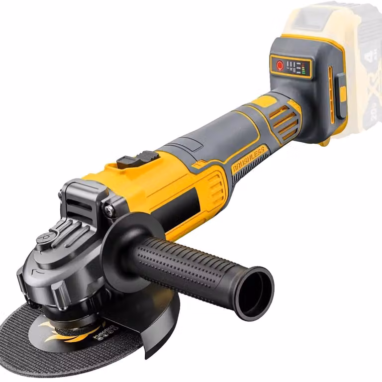 Smerigliatrice angolare a batteria, motore brushless, velocità variabile, GIALLA
