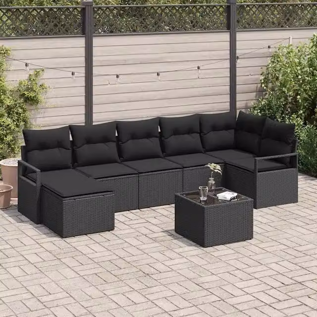 Set di divani 8 pz Nero polyrattan 3346483