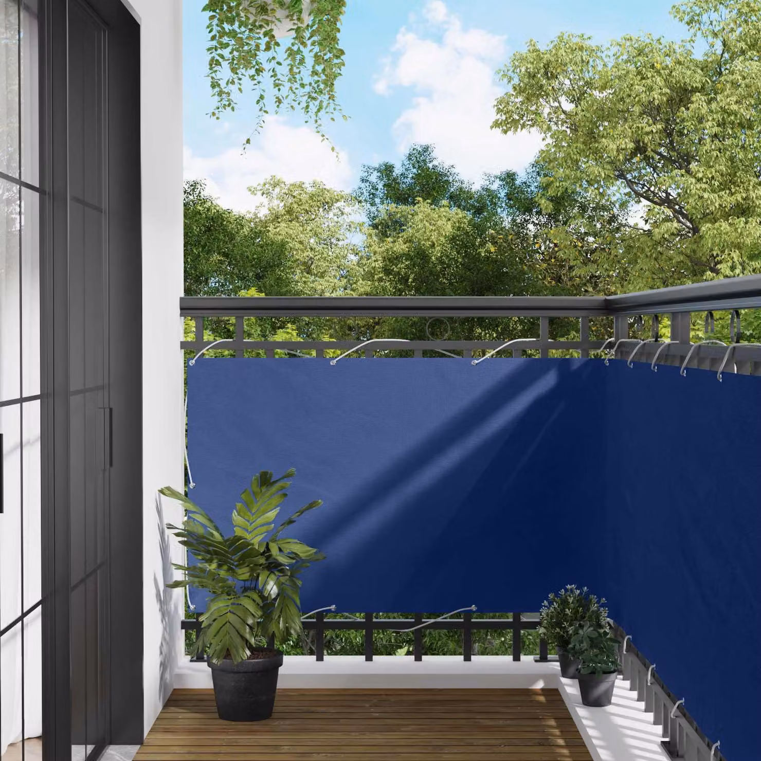 Schermo da balcone Blu 100 x 400 cm Tessuto Oxford