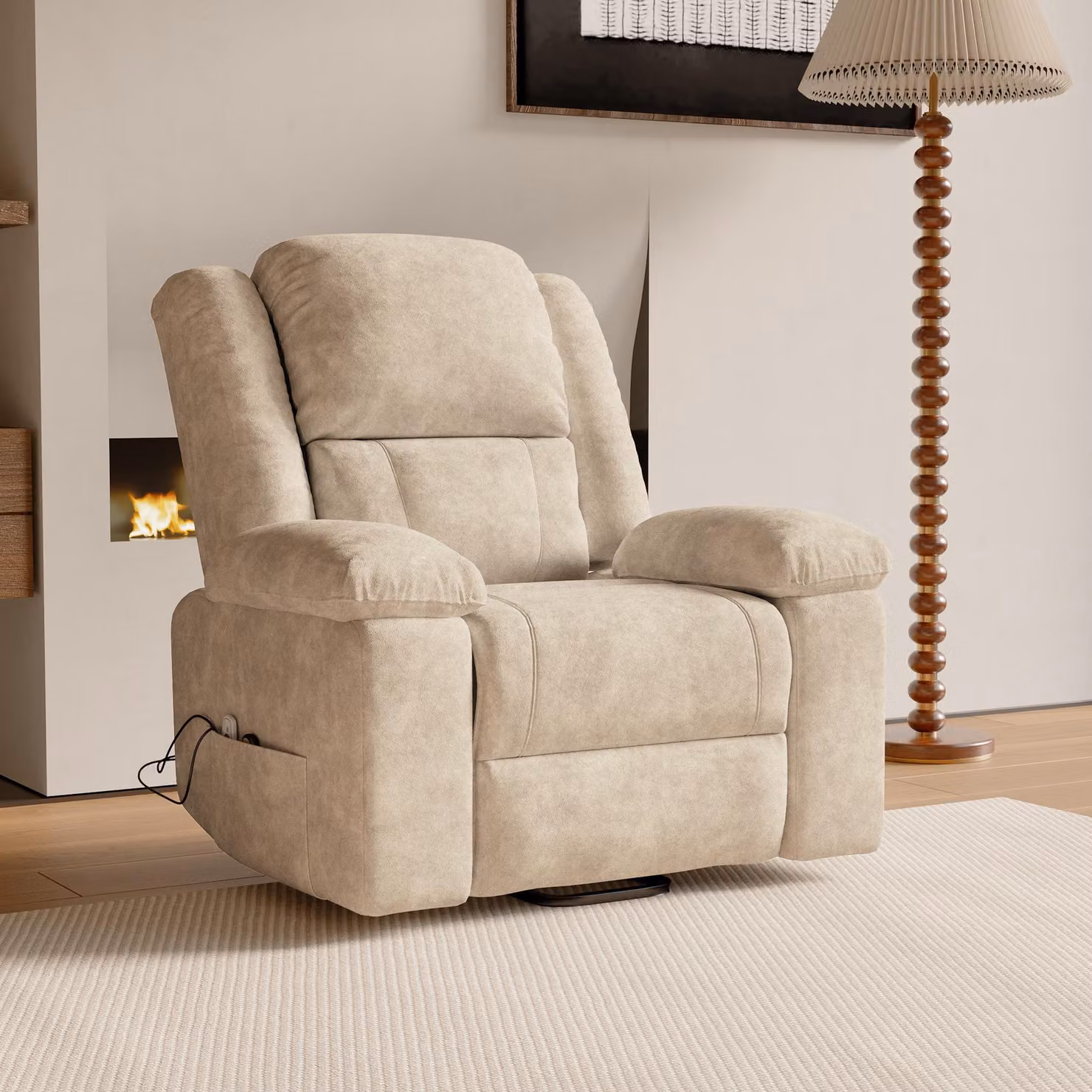 Sedia da massaggio elettrica con funzione reclinabile e riscaldamento a vibrazione, beige